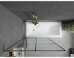Mexen Next L, 1-krídlová vaňová zástena 100 x 150 cm, 6mm číre sklo-čierny vzor, zlatý lesklý profil, 895-100-000-03-77-50