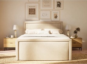 Béžová boxspring posteľ s úložným priestorom 180x200 cm Fresco – Maison de Rêve
