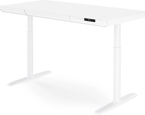 Elektrický písací stôl sit-stand so zásuvkou a bezdrôtovou nabíjačkou Qi biely, 1400 mm: ELLIS