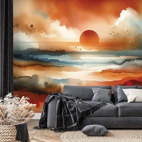 Samolepiaca tapeta abstraktný akvarelový západ slnka