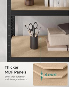 Regál s vysokou nosnosťou, 5 úrovní kovová polica 200 x 120 x 60 cm, čierna