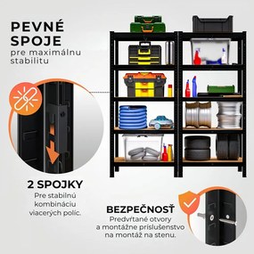 Regál s vysokou nosnosťou HEAVY, max. 875kg, 90x40x180cm, čierna Jurhan