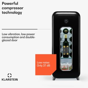 Klarstein Shirley 15 Uno. chladnička na víno, 15 fliaš, 5 - 20 °C, dotykové ovládanie, retro