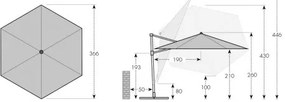 Doppler ACTIVE 370 cm - bočný záhradný slnečník s bočnou tyčou - 2. akosť (S266)