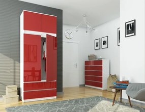 Skriňa s nadstavcom S 90 cm 2D 2SZ CLP červená, lesk