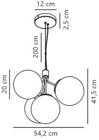 Nordlux - Luster na lanku IVONA 4xE27/28W/230V čierna