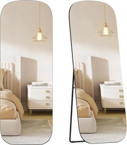 Celotelový zrkadlo, stojace zrkadlo s zaoblenými rohmi, čierne