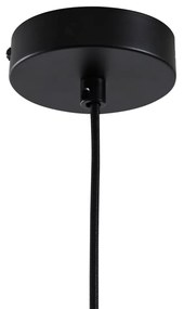 Japandi závesná lampa čierna s hnedým látkovým tienidlom - Bida