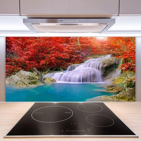 Sklenený obklad Do kuchyne Jesenné vodopád les 120x60 cm