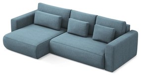 Svetlomodrá rozkladacia/s úložným priestorom rohová pohovka (ľavý roh/s leňoškou) Kapua – Makamii