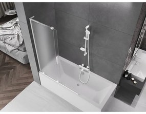 Mexen Velar L, 2-krídlová posuvná vaňová zástena 120 x 150 cm, 8mm sklo námraza, biela matná, 896-120-003-31-20