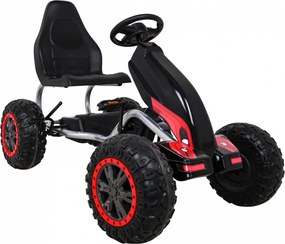 Ramiz Veľká silná detská motokára s pedálmi čierna + 100 kg záťaž + EVA kolesá + ručná brzda + športové sedadlo