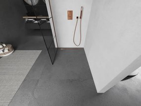 Mexen Kioto, sprchová zástena 70x200 cm, 8mm číre sklo s čiernym vzorom, profil ružové zlato, 800-070-101-60-77