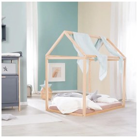 Domčeková detská posteľ v prírodnej farbe 70x140 cm Montessori – Roba