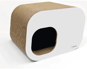 Škrabadlo pre mačky kartónový domček TECTUM 50 x 35 x 30 cm biele