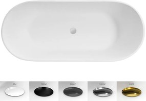 Besco Voľne stojaca vaňa z liateho mramoru Moya BW Matt 160x70, biela lesk/čierna mat BESCO-Typ výpuste: Alcaplast Click-Clack s horným čistením, chr…