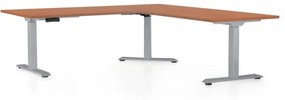 Výškovo nastaviteľný stôl OfficeTech Angle, 180 x 200 cm, šedá podnož