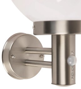 Vonkajšia nástenná lampa oceľ nerez IP44 s detektorom pohybu - Sfera