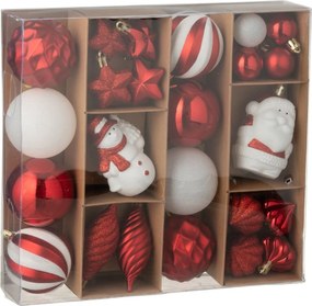 Sada 28 vánočních plastových ozdob červenobílých – 26*24*6 cm