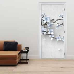 Fototapeta na dvere - Modré kvety (95x205cm)