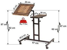 Polohovateľný stôl GLEN 87x67 cm hnedá/čierna