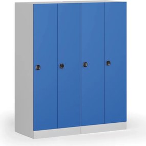 Šatníková skrinka S1 znížená, 2 oddiely, 1500 x 600 x 500 mm, demont, kódový zámok, tmavosivé dvere