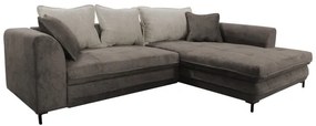 Rozkladacia rohová sedacia súprava s úložným priestorom v tvare L LAGOA pravostranná taupe/šedá