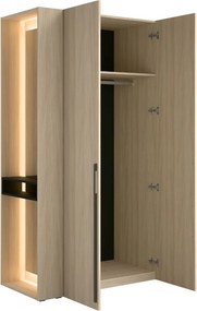DVOJDVEROVÁ ŠATNÍKOVÁ SKRIŇA GLENN DUB BARISTA + REGÁL + ZRKADLO + LED 110 cm