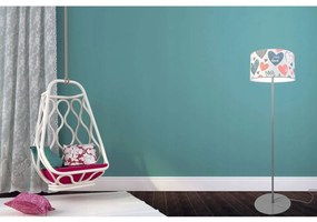 Detská stojacia lampa Heart, 1x biele textilné tienidlo so vzororm, (výber z 2 farieb konštrukcie), o, p