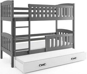 Poschodová posteľ s prístelkou KUBO 3 - 200x90cm Grafitová - Biela