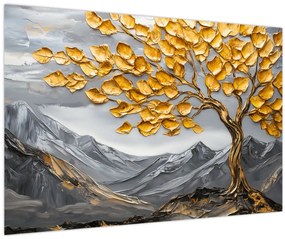 Obraz – Strom so zlatými listami (90x60 cm)
