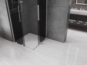 Mexen Velar L Duo, sprchový kút s posuvnými dverami 80 x 80 cm, 8mm šedé sklo, brúsená oceľ, 871-080-080-02-43-97