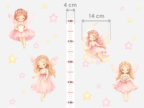 Meter akvarelových víl nálepky na stenu pre dievčatá výška 160 cm