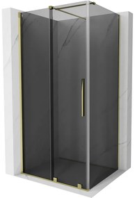 Mexen Velar, sprchový kút s posuvnými dverami 130 x 90 cm, 8mm šedé sklo, zlatá lesklá, 871-130-090-41-50