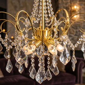 Toolight Toolight, krištáľová závesná lampa Ø60 cm, 6×E14, SWE081-CP, zlatá lesklá, OSW-30210