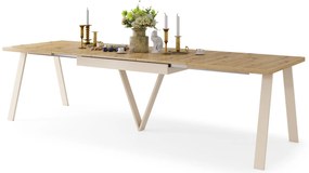 AVERY Dub Artisan/spodok béžový - LOFTOVÝ / PRIEMYSELNÝ STÔL DO OBÝVAČKY/ JEDÁLNE ROZKLADACÍ DO 290 cm!
