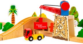 ECOTOYS Drevená vláčiková dráha 74 dielov