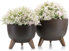 PLASTOVÝ KVETINÁČ ROSA LINEA ECO SADA 2KS 15X24,3 CM+18,3X29,2 CM HNEDÁ