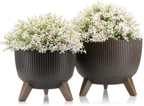 PLASTOVÝ KVETINÁČ ROSA LINEA ECO SADA 2KS 15X24,3 CM+18,3X29,2 CM HNEDÁ