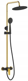 Laveo Rubio, sprchový set s pákovou batériou 150mm, čierna matná-zlatá lesklá, LAV-PVR_7GOB