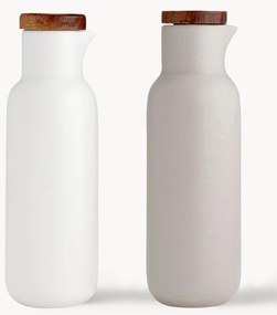 Dávkovače na olej a ocot z porcelánu a akáciového dreva, 2 ks