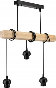 BERGE LED závesné stropné svietidlo, drevený trám, 3xE27, Luster, guľa, bezfarebný