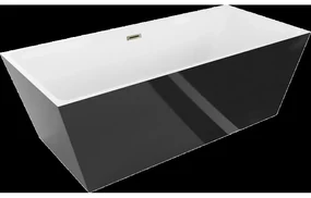 Mexen Lita voľne stojaca vaňa 170 x 75 cm, biela/Čierna, Prepad Zlatá - 52121707575-G