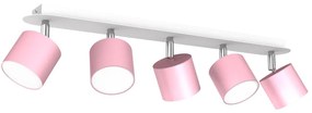 Bodové svietidlo Dixie, 5x ružové kovové tienidlo, w/ch