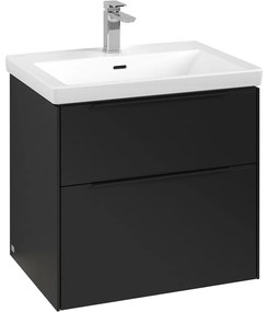 VILLEROY &amp; BOCH Subway 3.0 závesná skrinka pod umývadlo, 2 zásuvky, s LED osvetlením, 622 x 478 x 429 mm, Volcano Black, C576L1VL