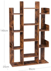 Vasagle Polica/regál na knihy ODIN v industriálnom štýle, 86x25x140cm, hnedá
