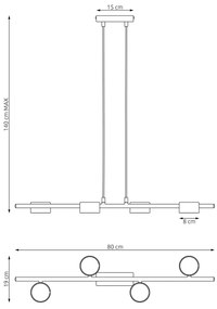 Luster na lanku SORA 4xGX53/12W/230V čierna