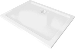 Mexen Flat obdĺžniková sprchová vanička slim 90 x 80 cm, biela, sifón chróm - 40108090