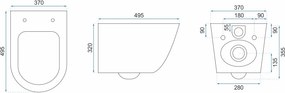 Rea, Sada závesnej WC misy REA CARLO Flat Mini Rimless + závesného Bidetu REA CARLO Mini, KPL-C2760