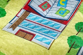 Detský koberec protišmykový BAMBINO 9028 mesto, zelený / sivý
